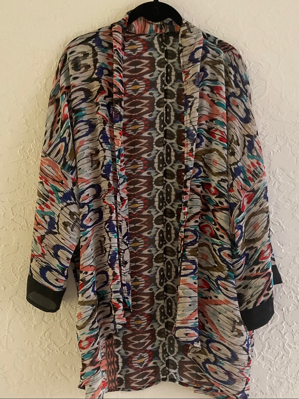 Sheer Multi-Color Patterned Kimono - Picture 1 of 12